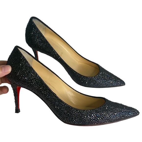 Christian Louboutin Kate 70 mm Black Crystal Embellished Pumps - IT38.5 - Picture 6 of 14